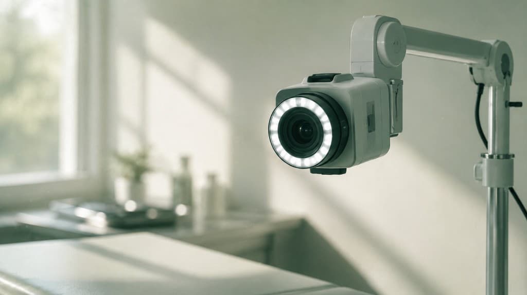 Wound imaging camera in a calm burns-unit bay