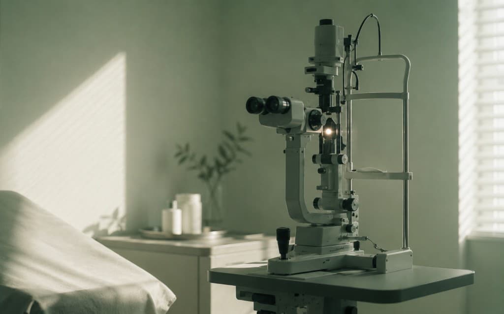 Slit-lamp in a quiet ophthalmology suite